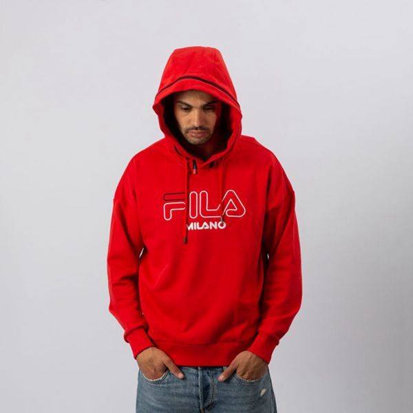 Fila Mfw Over Sized Red Knit Men's Hoodies - Red,NZ 428-30179